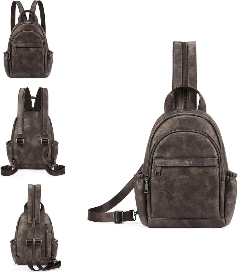 CLUCI Sling Bag for Women Leather Women's Backpack Small Convertible Backpack Purse Crossbody Bag for Travel - Image 1